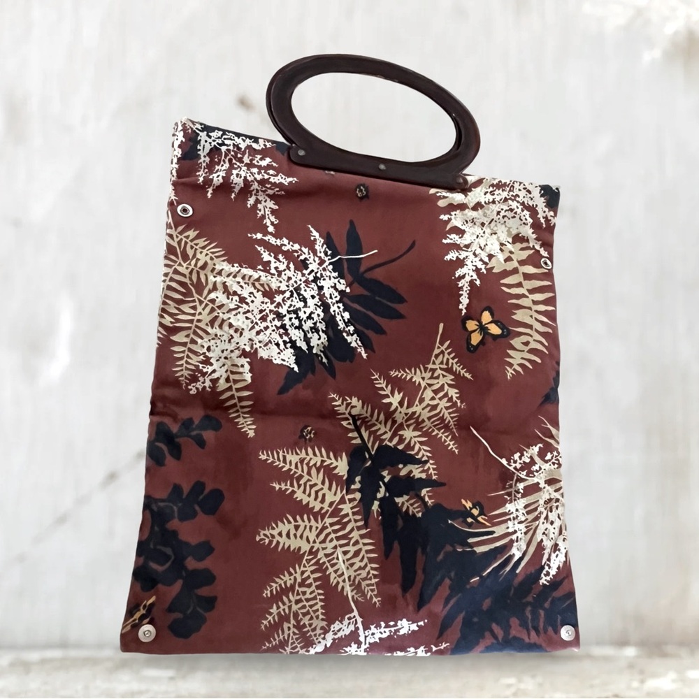 Lady’s Pride Expandable Tote Bag 1960 - 1970 Botanical Print w/ Butterfly